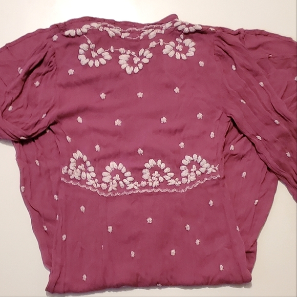 NEW🌺 Free People Embroidered Floral Fable Midi Dress Pink Ivory XS - Picture 12 of 13